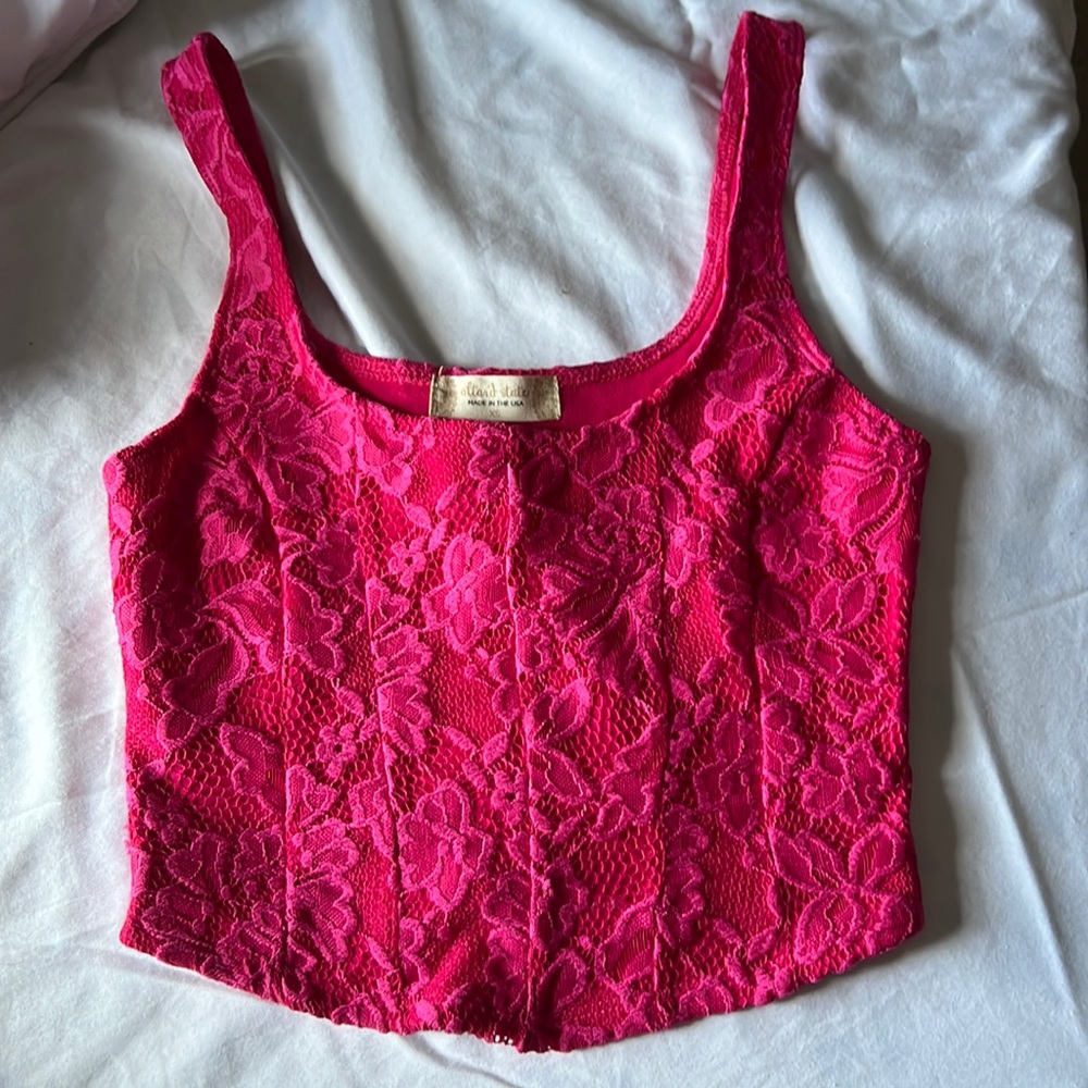 Pink lace corset top